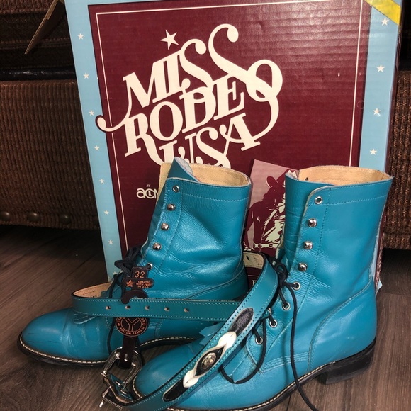 MISS RODEO USA By Acme turquoise boots with belt! - Picture 9 of 16